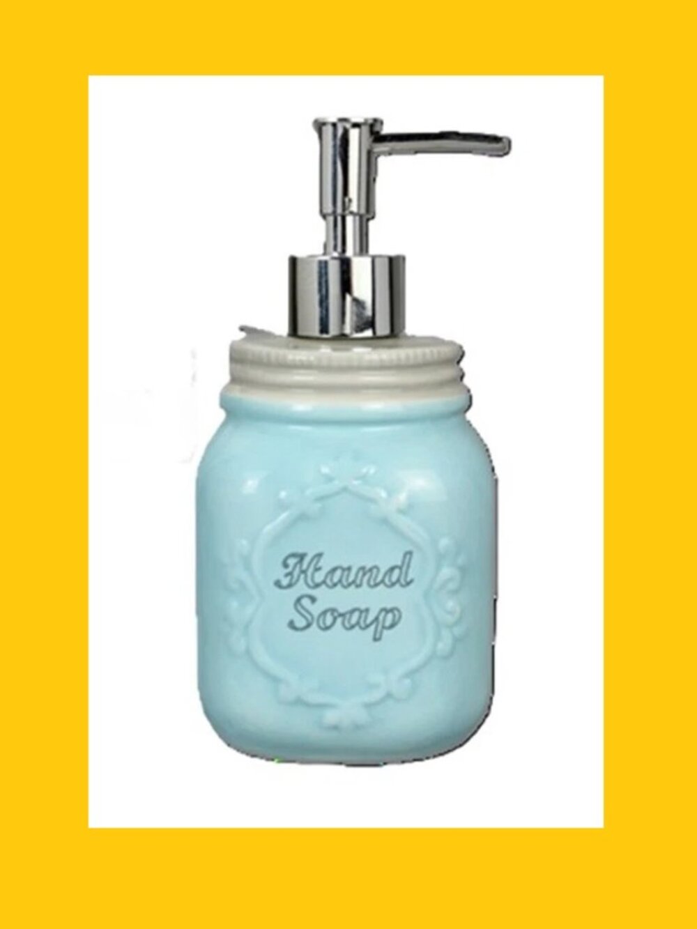 Blue Ceramic Hand Pump Lotion / Hand Soap Dispenser 7" tall by 3 1/8" 049-16679